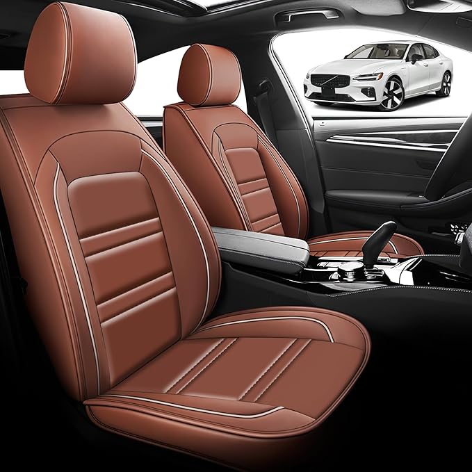 Seat Cover for Volvo Car s60 2001-2025 | Car Seat Covers Front Seats, Waterproof Seat Protectors, Automotive Front Seat Covers (Front Seat, Coffee)