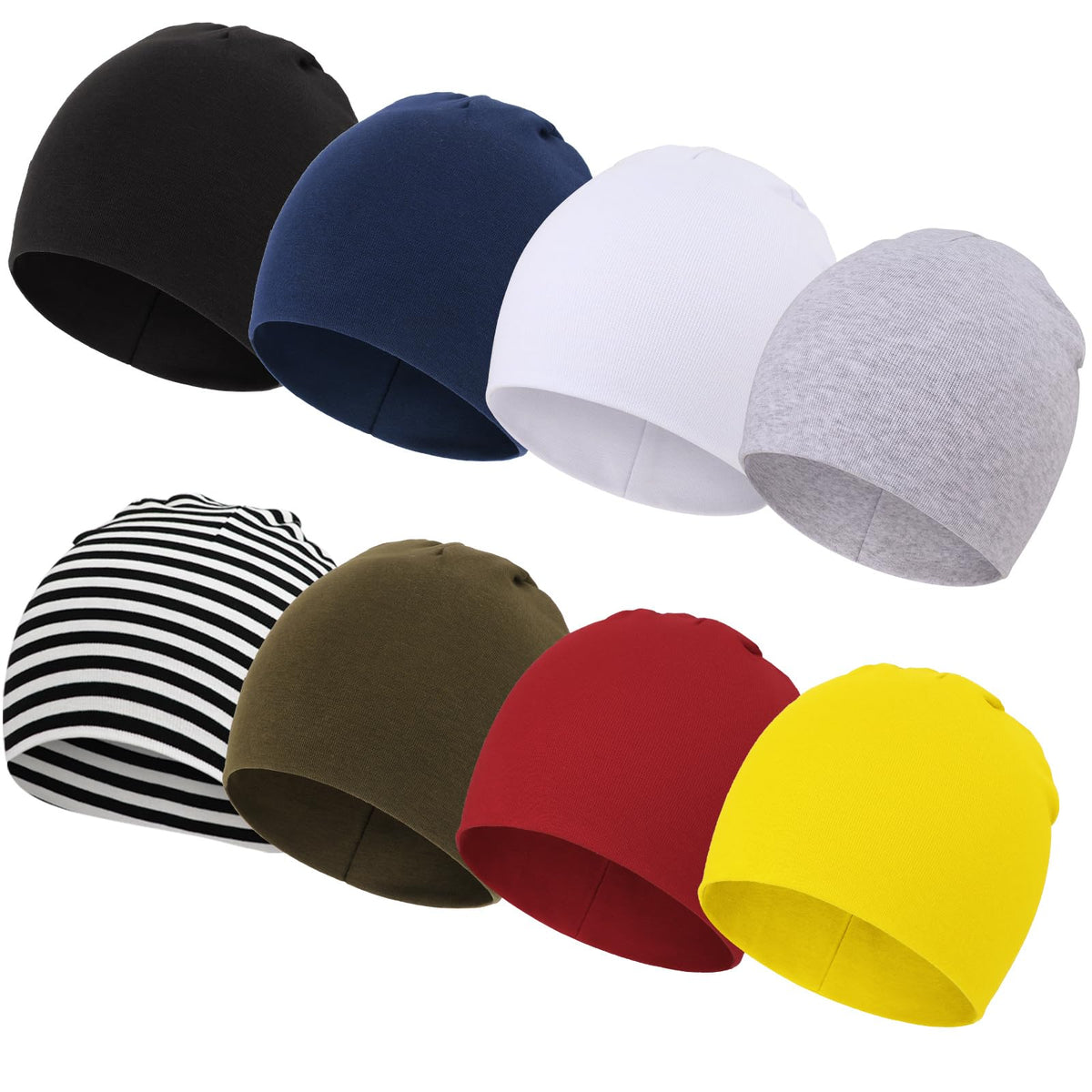 DRESHOW BQUBO 8 Pack Baby Newborn Hats Infant Toddler Kid Hats Soft Nursery Beanie Unisex Beanie Hat for Boys Girls 0-6 Years