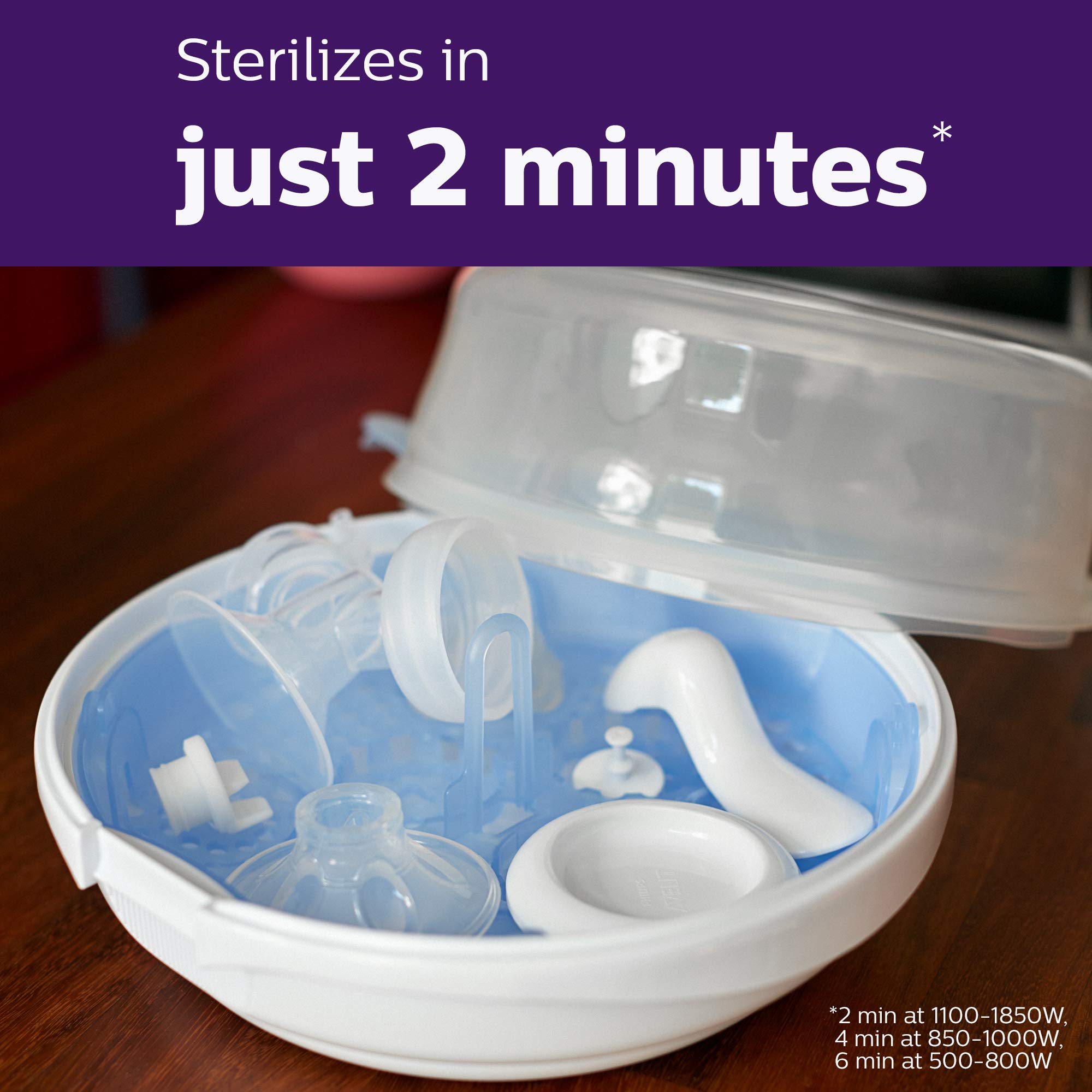 Philips Avent Microwave Steam Baby Bottle Sterilizer, 4-Bottle Capacity
