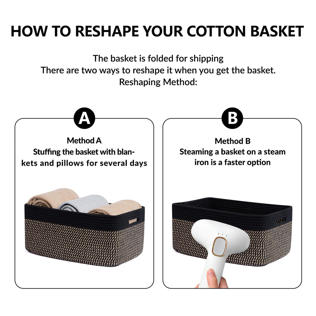MiniArk Large Storage Baskets for Shelves, 17 x 13 x 7.5” Closet Organizers Bins for Clothes Blanket Towels, Baby Nursery, Toy Baskets Box, Woven Rope Baskets, 3 Packs Woven Brown