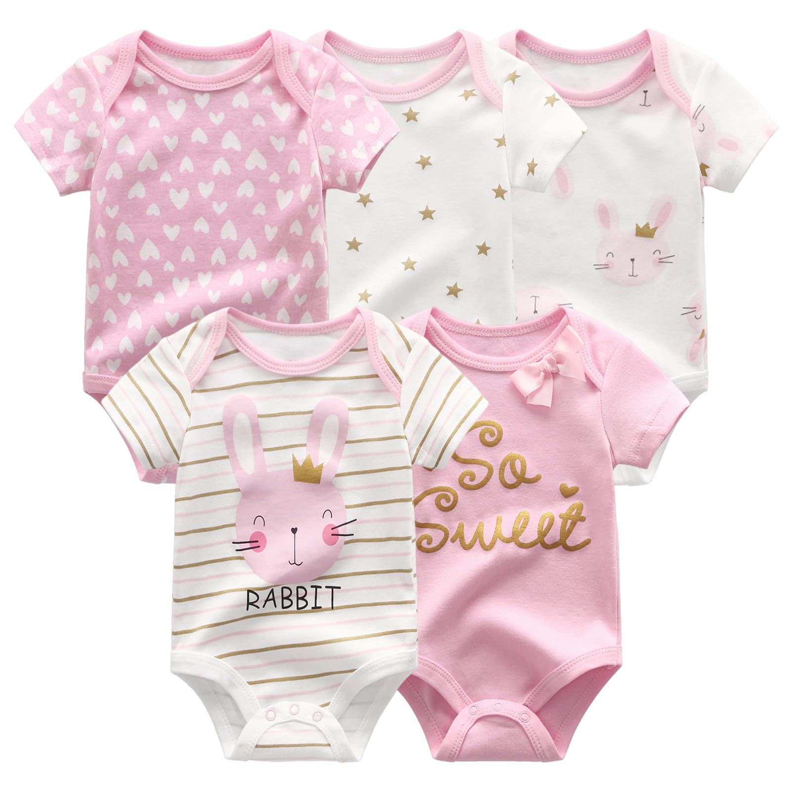 JELYLOVE 5-Pack Baby Boy Girl Bodysuits