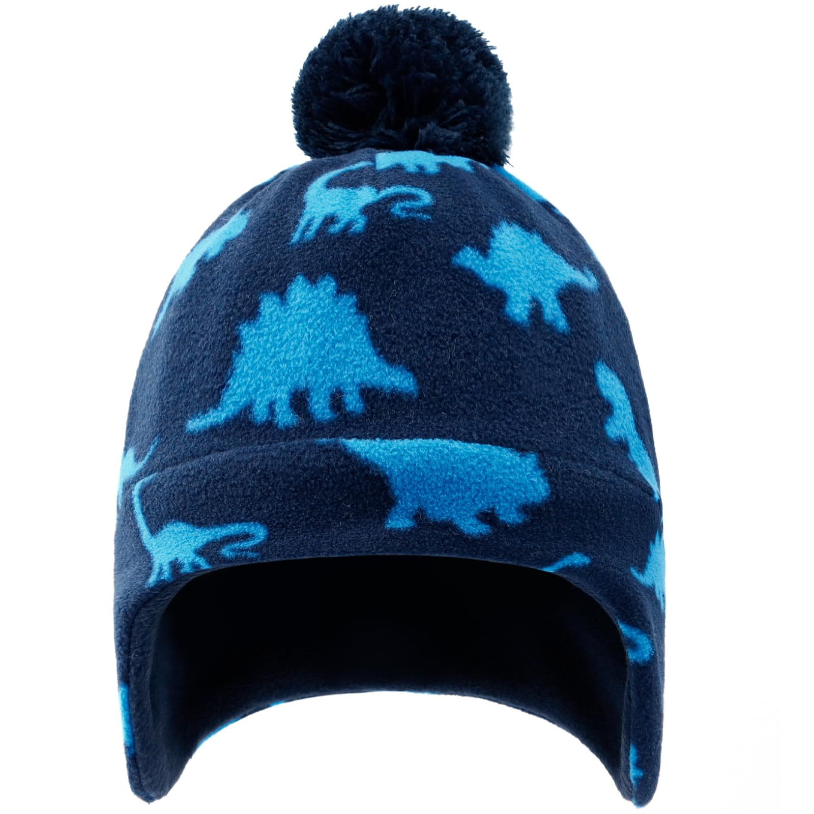 Duoyeree Kids Beanie Dinosaur Pom Pom Knit Winter Hat Fleece Lined for 1-7T