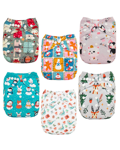 ALVA Baby Cloth Diapers 6 Pack with 12 Inserts Diaper Covers for Girl&Boy