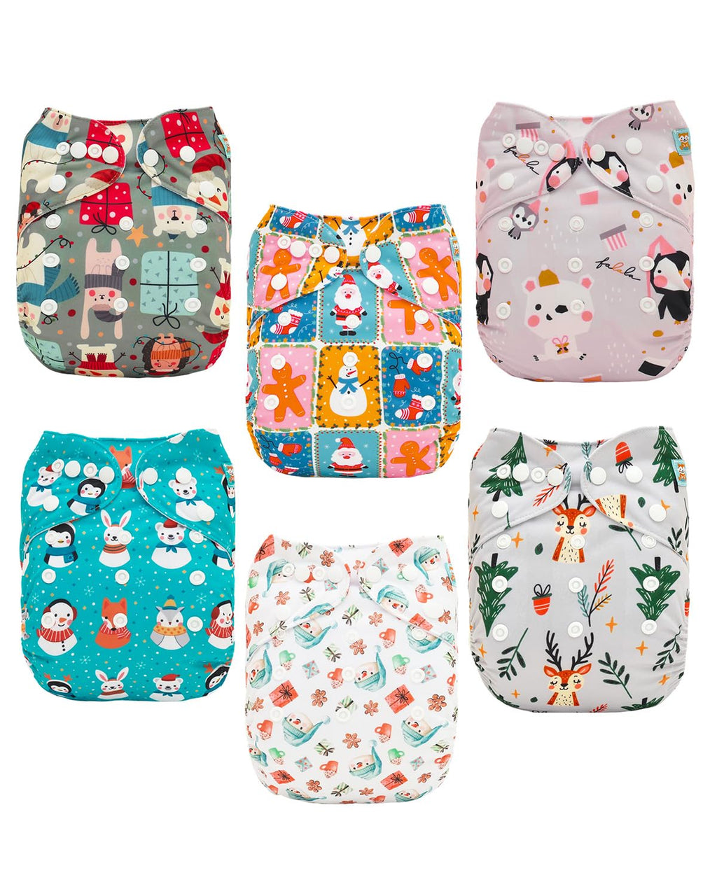 ALVA Baby Cloth Diaper Covers Adjustable Reusable Washable 6 pcs&12 Inserts