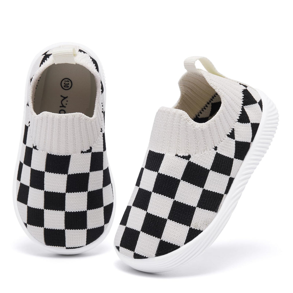 MORENDL Toddler Shoes Baby Walking Sock Shoes Non-Slip Breathable Boys & Girls Sneakers Infant Tennis Shoe Black 9-12Months