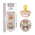 BIBS Colour Pacifier, 0-6 Months, 2-Pack, Round Nipple, Blush/Sand