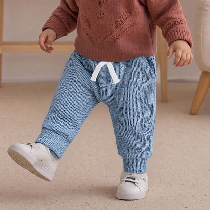 Sejardin Toddler Baby Boy Girl Pants 3 Pack Solid Color Elastic Waist Jogger Sweatpants Newborn Infant Casual Bottoms