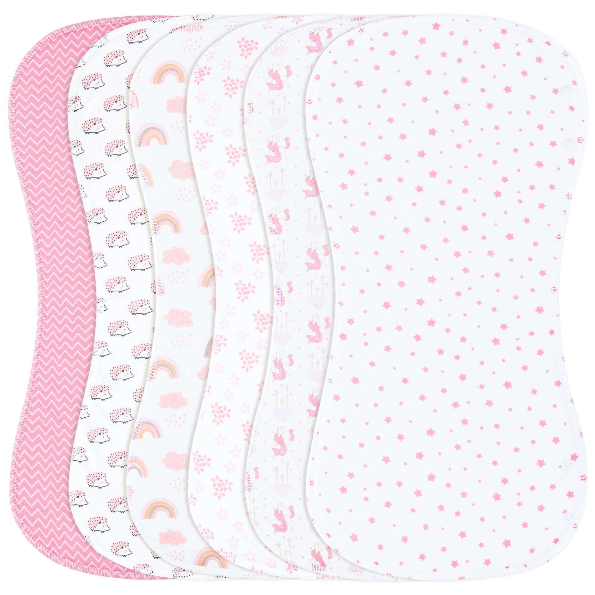 Benoxine 2-in-1 Burp Cloths and Baby Bibs - 6 Pack Large Super Absorbent Soft Cotton Burping Cloths for Spit Up, 3 Layers Thick Baby Burp Rags for Girls & Boys