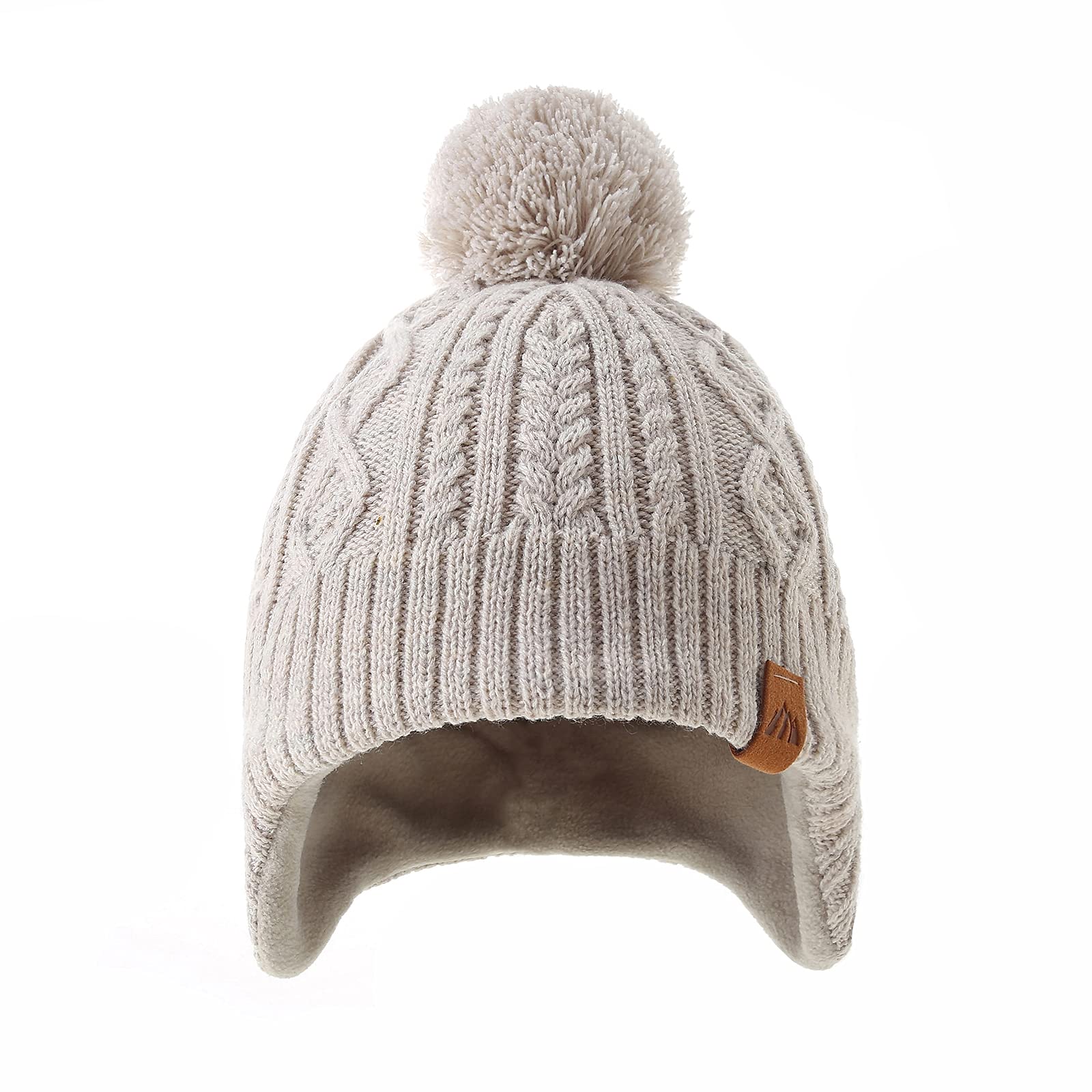 LMLALML Boys Winter Hat - Kids Knit Warm Fleece Lined Beanie with Pom Pom