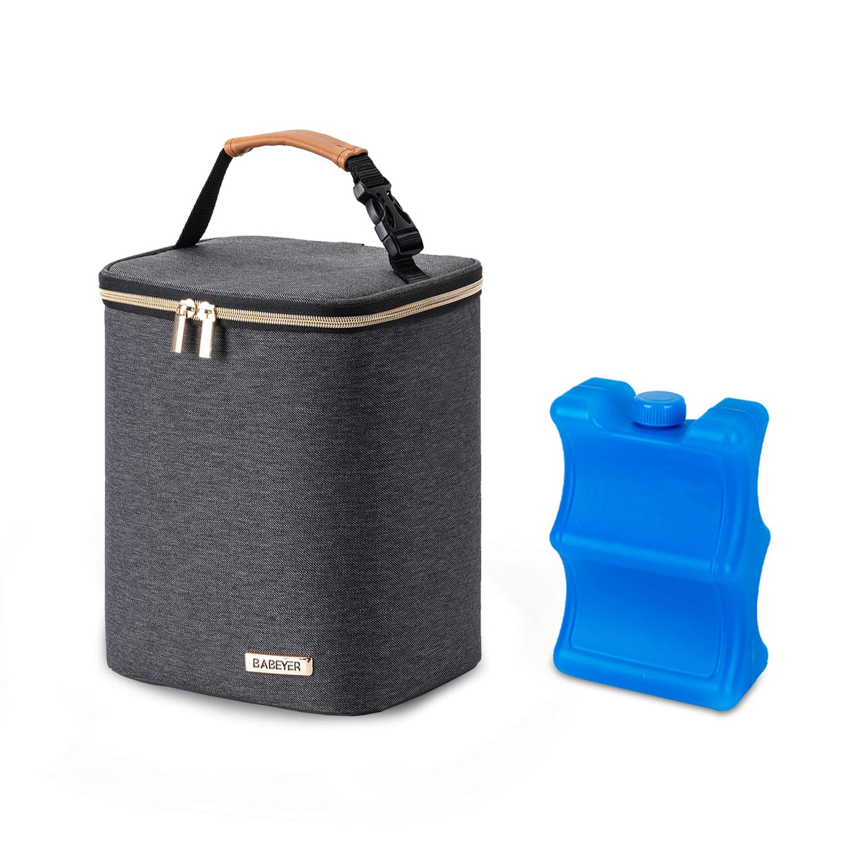 BABEYER Insulated Bottle Bag with Ice Pack Fits 4 Large Baby Bottles Up to 5 Ounce, Cooler Bag Great for Nursing Mom Daycare-Black