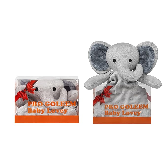 Pro Goleem Elephant Loveys for Babies Soft Security Blanket Infant Snuggle Toy Stuffed Animal Blanket Baby Registry Search Baby Boy Gifts for Infant and Toddler Gray 16 Inch