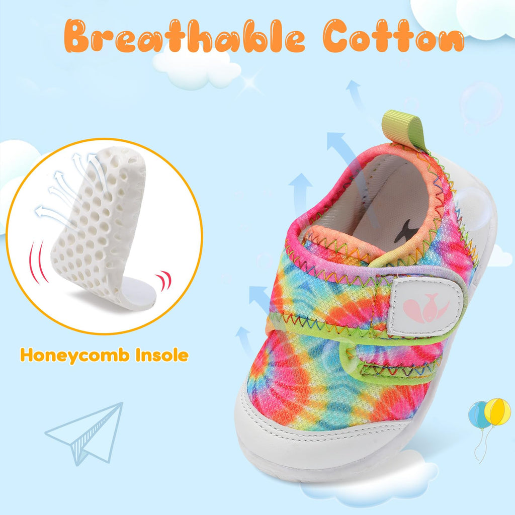 FEETCITY Baby Boy Girl Non-Skid Indoor Infant Walking Shoes Breathable Warm Elastic Sock Shoes with Memory Sole Protect Toes Outdoor Sneakers Flowers