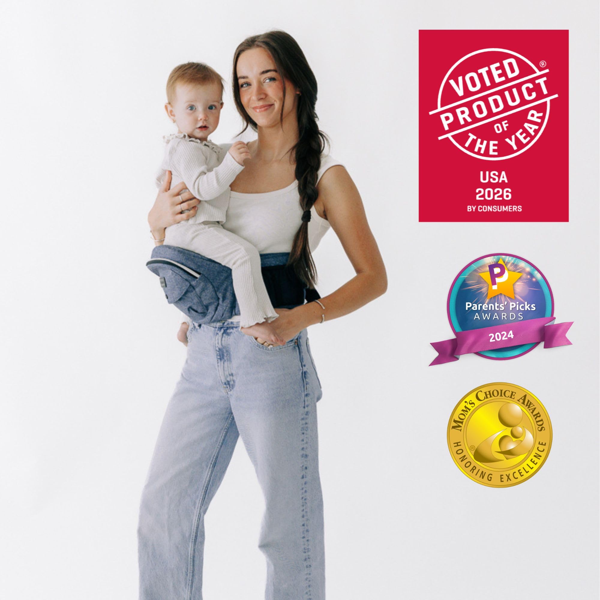 Tushbaby The Original Premium Quality Hip Seat Carrier – Safety-Certified Baby & Toddler Carrier with Secure Safety Buckles, Storage Pockets