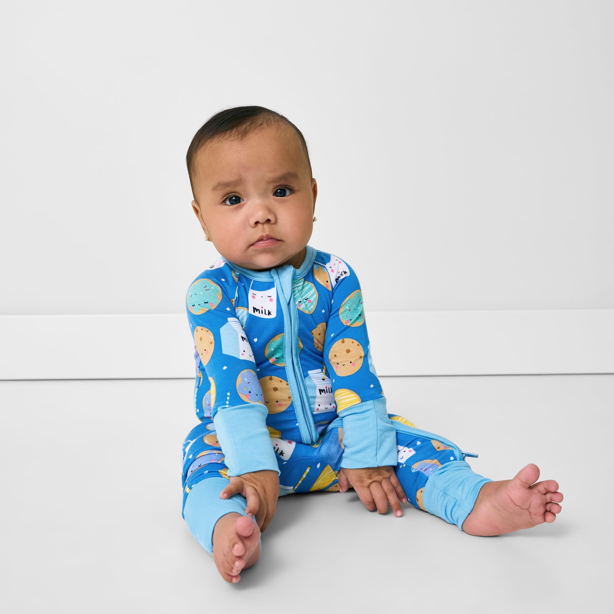 Little Sleepies Baby Pajamas, Blue Cookies & Milk, 0-3M