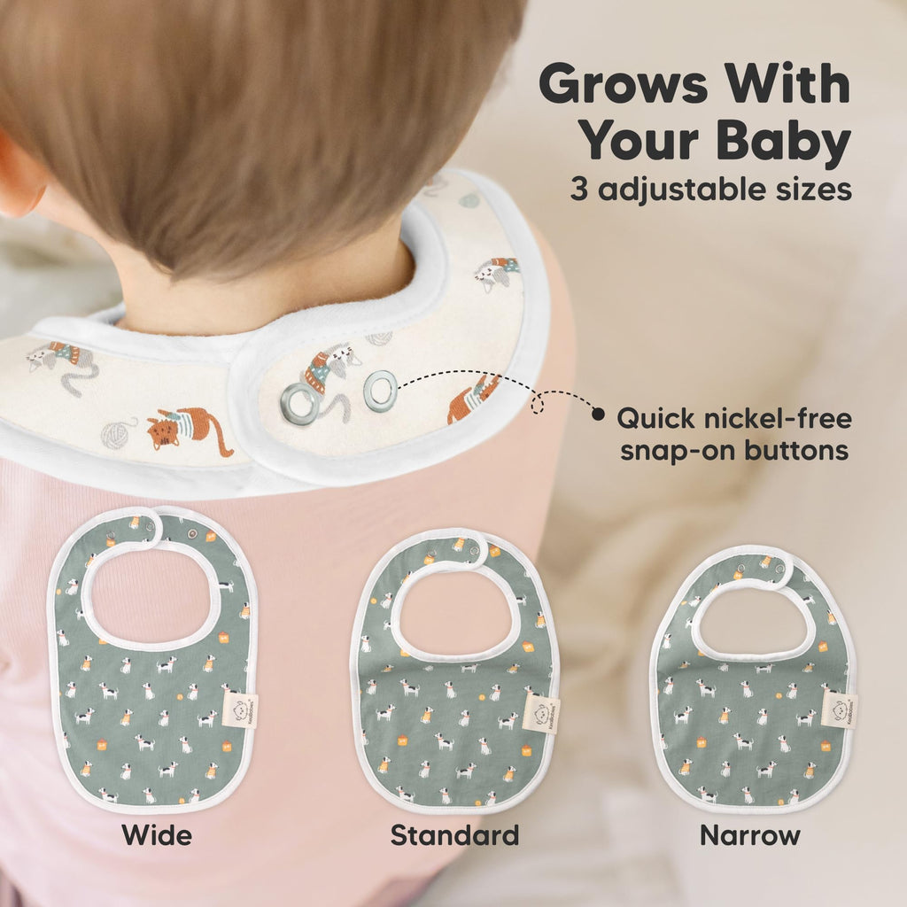 KeaBabies 8-Pack Organic Baby Bibs for Drooling and Teething (Pets & Paws)