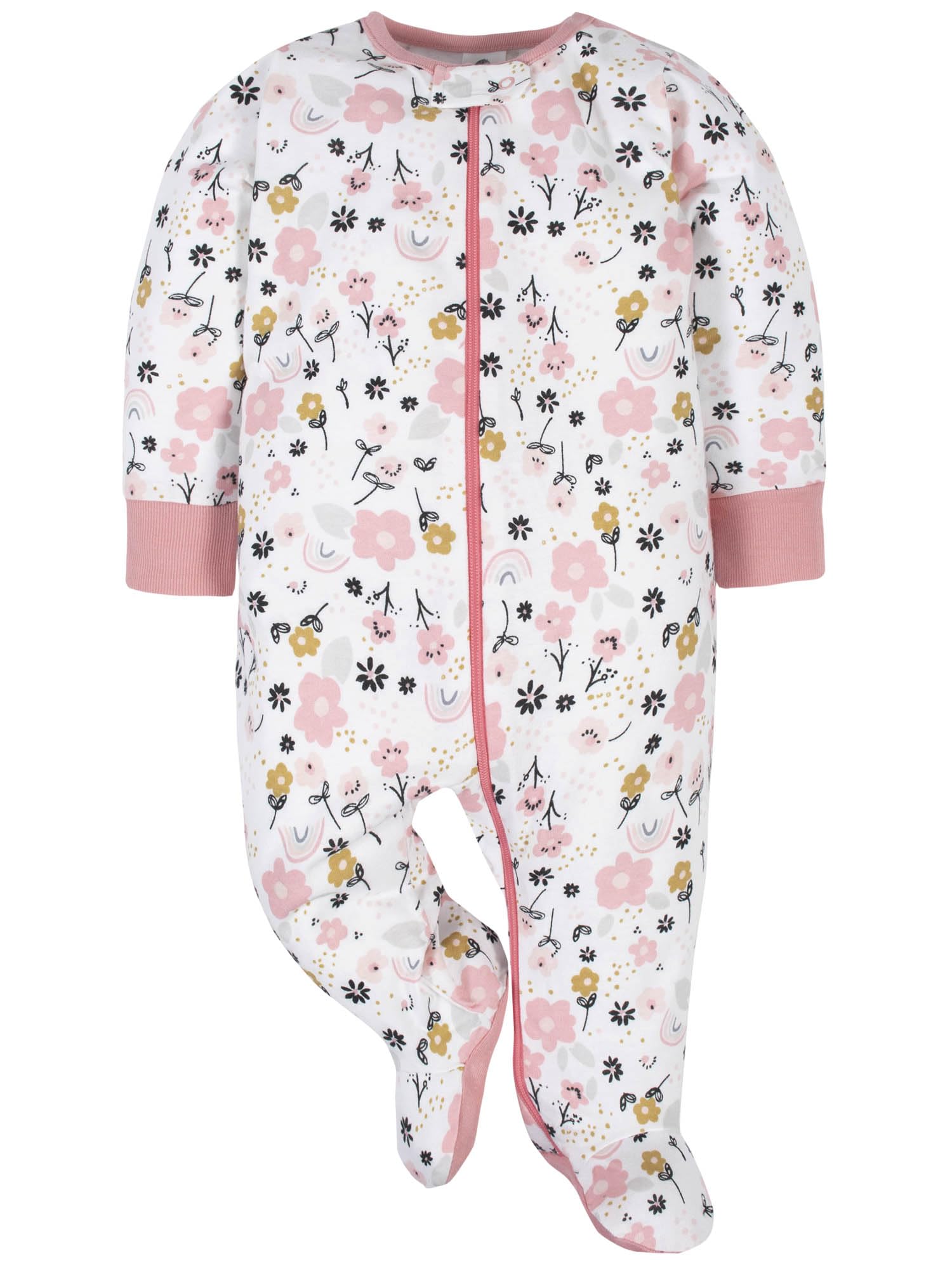 Gerber Baby Girls 4 Pack 'N Play Footie And Toddler Sleepers, Bear Pink, 0-3 Months US