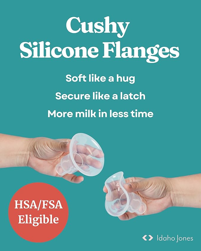 Smaller Cushy Silicone Flanges, Breast Shields - Replacement Pump Parts - for Spectra, Lansinoh, Medela Pumps - Great for Elastic Nipples - Double (2 Pack) - 17mm