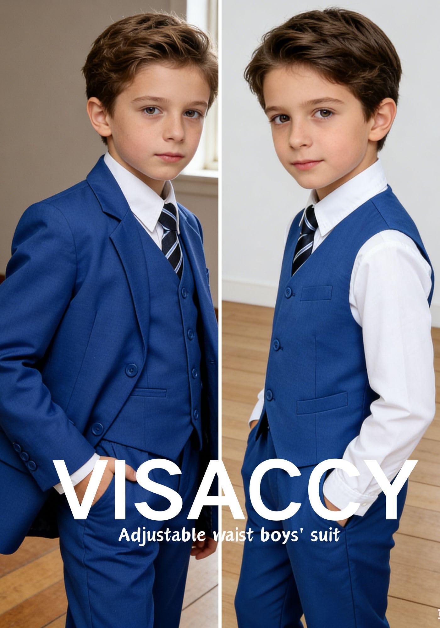 Boys Suit Slim Fit Outfit for Wedding Vest and Pants Set Royal Blue Size 2T