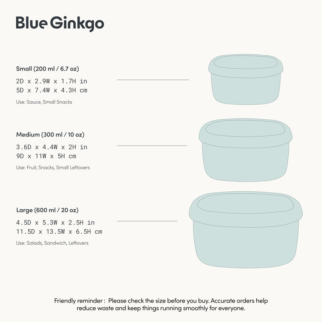 BLUE GINKGO Nesting Silicone Containers - Set of 3 Hard-Shell Silicone Food Storage Containers | BPA Free, Airtight, Dishwasher and Freezer Safe (6.7oz, 10oz, 20oz) - Green
