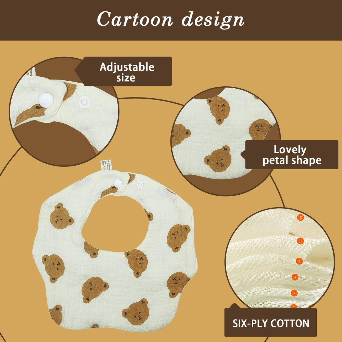 Muslin Baby Bibs 10 Pack Absorbent Adjustable Organic Cotton Drool Bibs