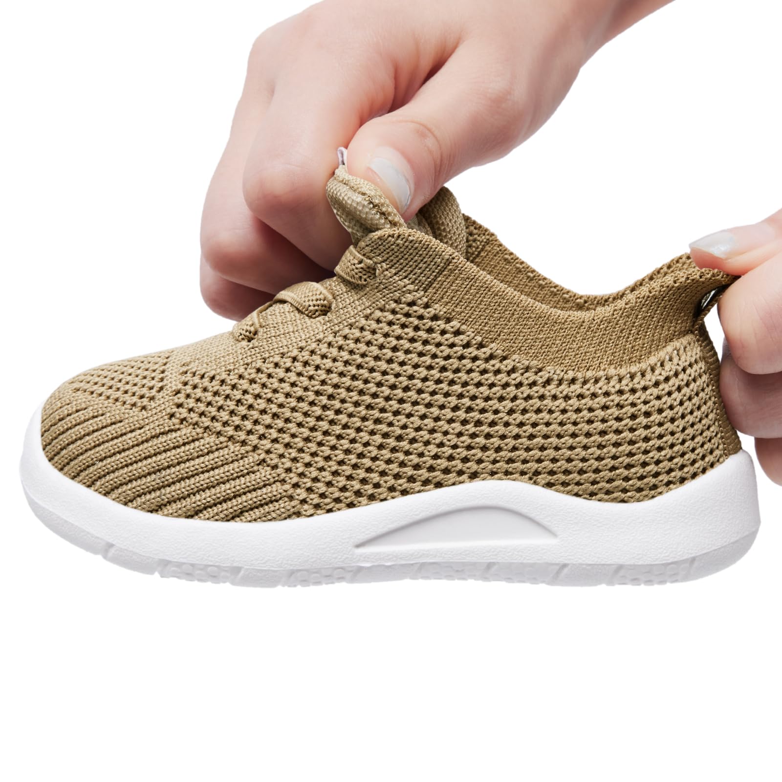 MORENDL Toddler Shoes Baby Walking Sock Shoes Infant Sneakers Boy Girl Barefoot Tennis Shoe Non-Slip Brethable Brown 15-18 Months