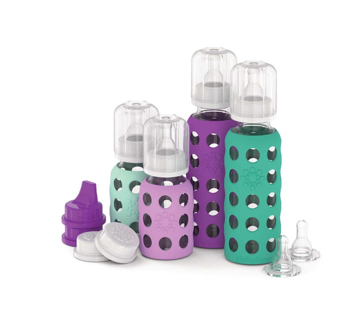 Lifefactory Glass Baby Bottle Starter Set, 4 Pk, Asst