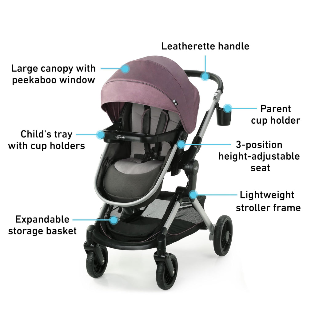 Graco Modes Nest Travel System, Car Seat and Stroller Combo, Includes: SnugRide DLX Infant Car Seat, and Reversible Baby Stroller, Norah