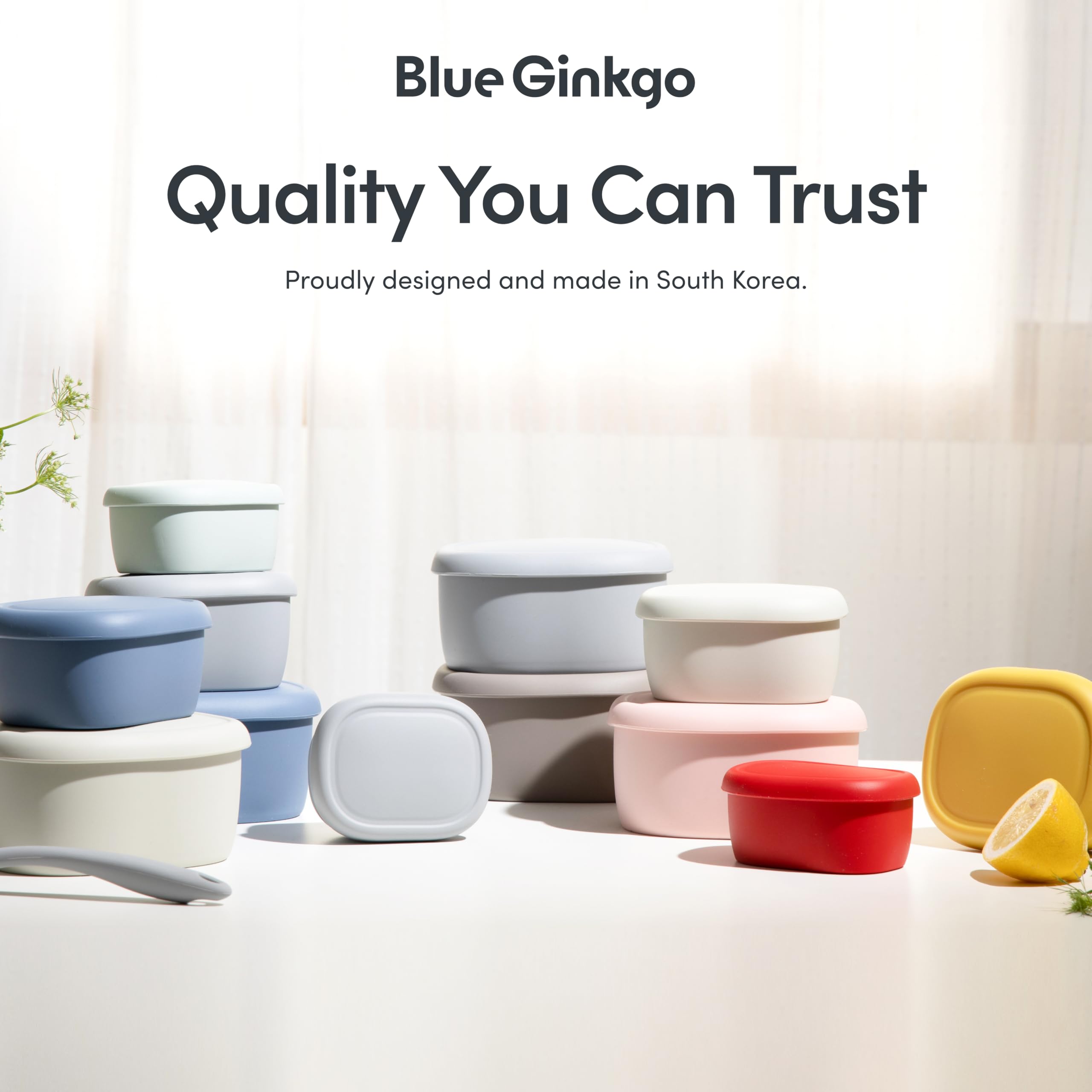 BLUE GINKGO Nesting Silicone Containers - Set of 3 Hard-Shell Silicone Food Storage Containers | BPA Free, Airtight, Dishwasher and Freezer Safe (6.7oz, 10oz, 20oz) - Green