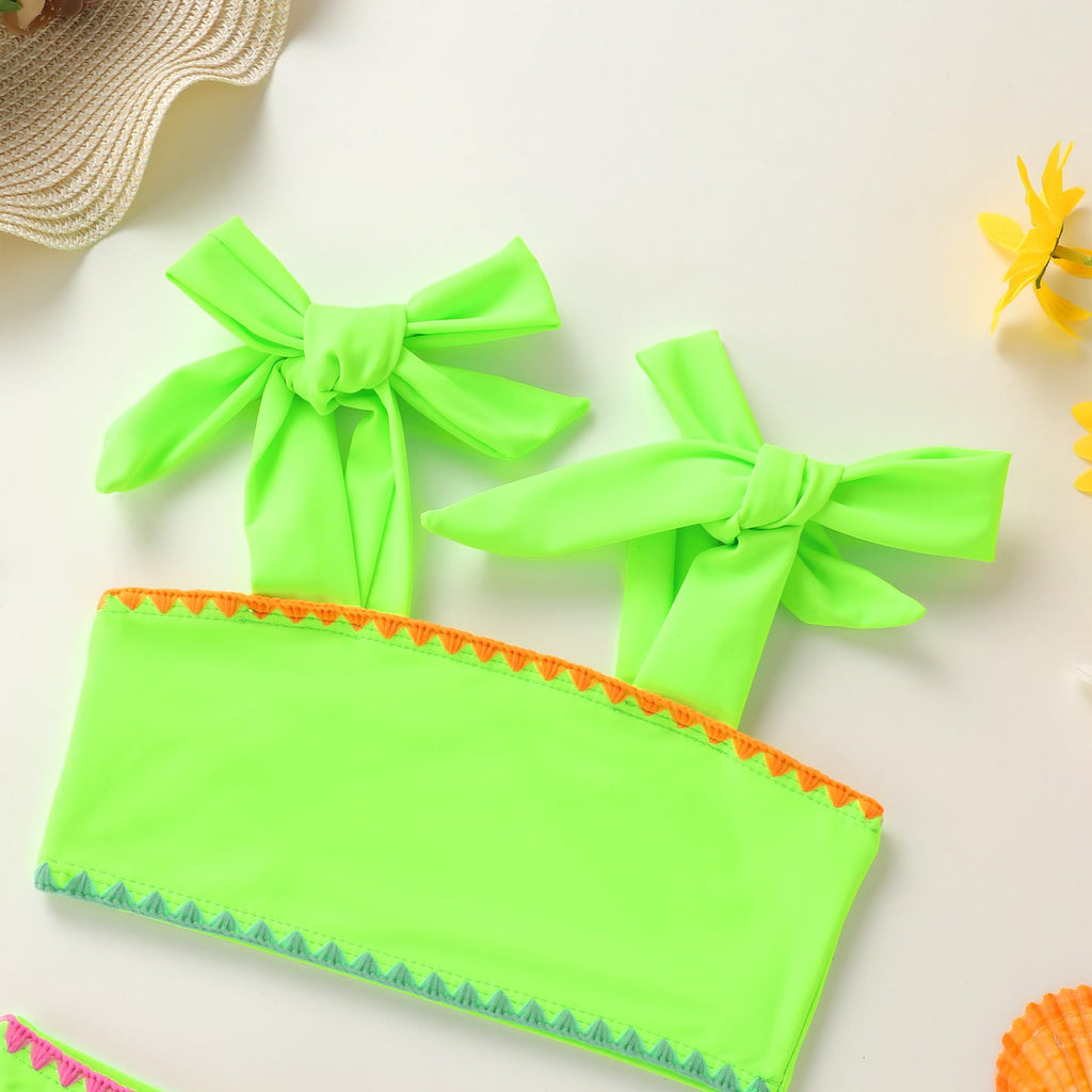 YOUNGER TREE Toddler Girls Two Pieces Swimsuit Color Block Stripe Swimwear Summer Beach Bathing Suit 18M-5T