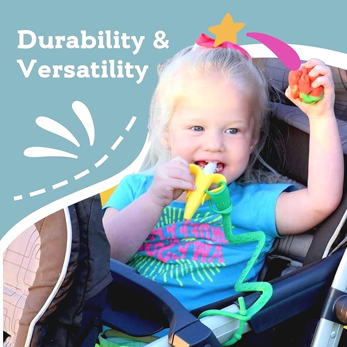 Brilli Baby Cup Catcher Patented Safety Tether Strap, Attach Sippy Cups, Bottles, Pacifiers & More to Stroller, High Chair, Car Seat, Made in USA, Food Grade, Dishwasher Safe (Aqua)