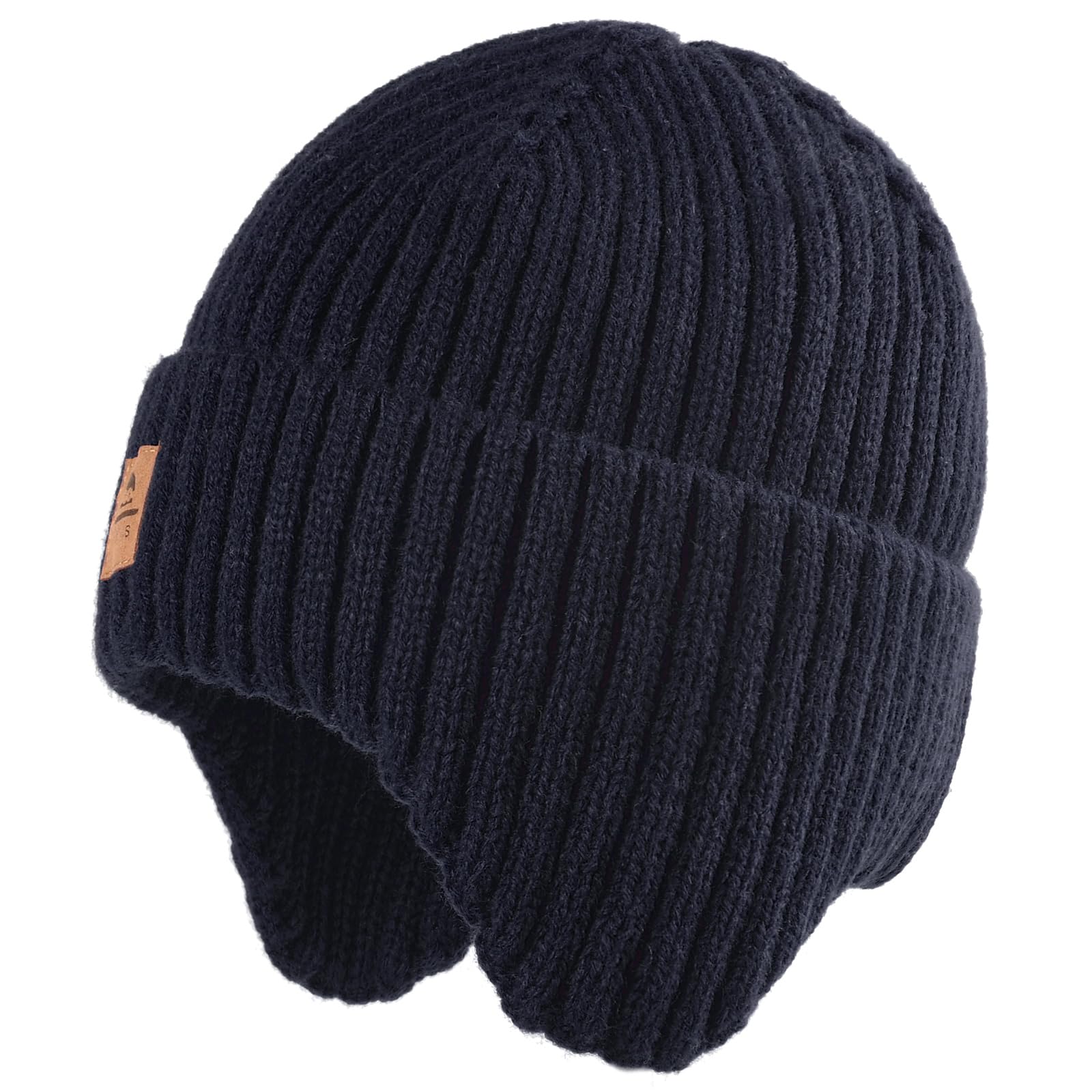 Baby Beanie Fleece Lined Toddler Winter Hat with Ear Flaps Little Girls Boys Warm Hats Cute Beanies for Kids Navy