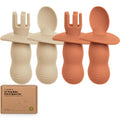 KeaBabies 4-Pack Silicone Baby Spoons and Forks Set BPA-Free (Terracotta)