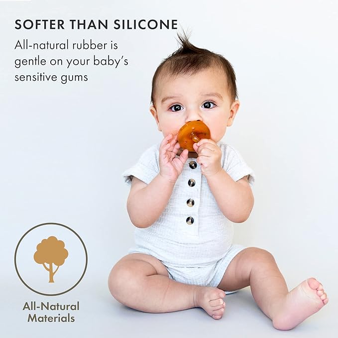 Natursutten Pacifiers 12-18 Months - 1-Pack Original Shield Round Nipple Natural Rubber Safe & Soft BPA-Free Pacifiers for Breastfeeding Babies - Newborn Pacifiers Made in Italy