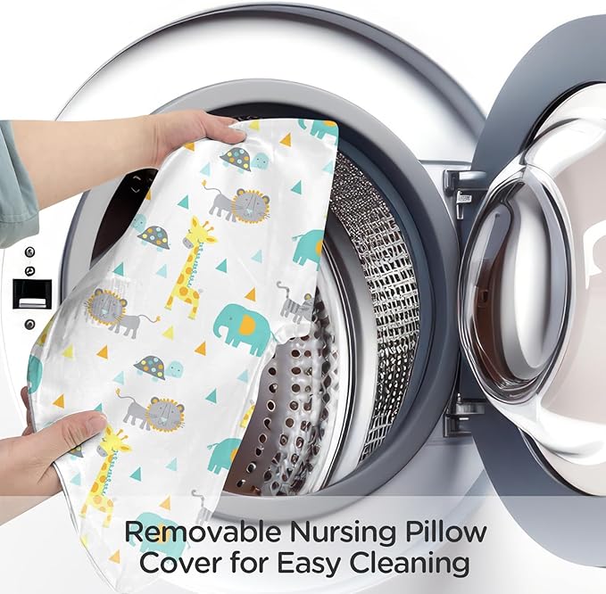 Little Grape Land Nursing Pillow for Infants, Breastfeeding Pillows, Baby Support Pillow for Nursing, Bottle Feeding, Tummy Time with Machine Washable Cover & Breathable Filling (Woodland Animals)