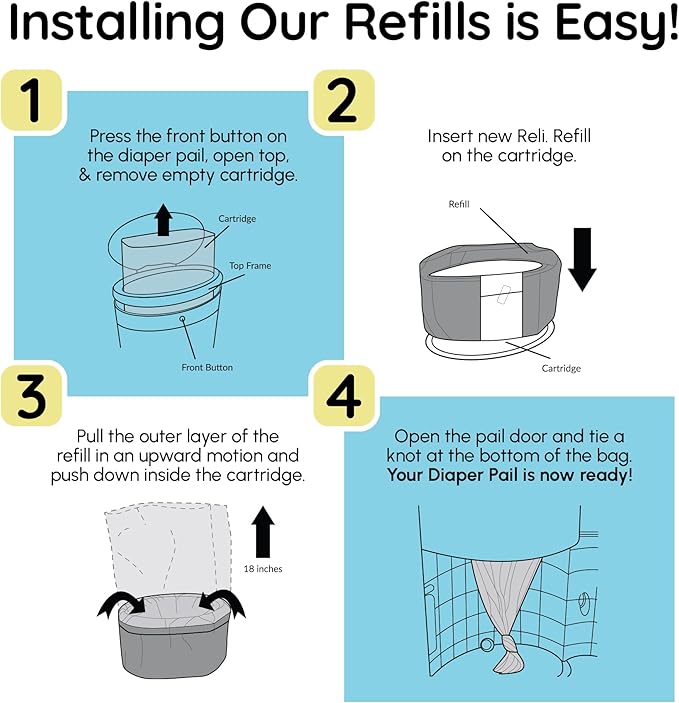 Reli. Diaper Pail Refill Bags (10 Pack) Compatible with Dekor Classic
