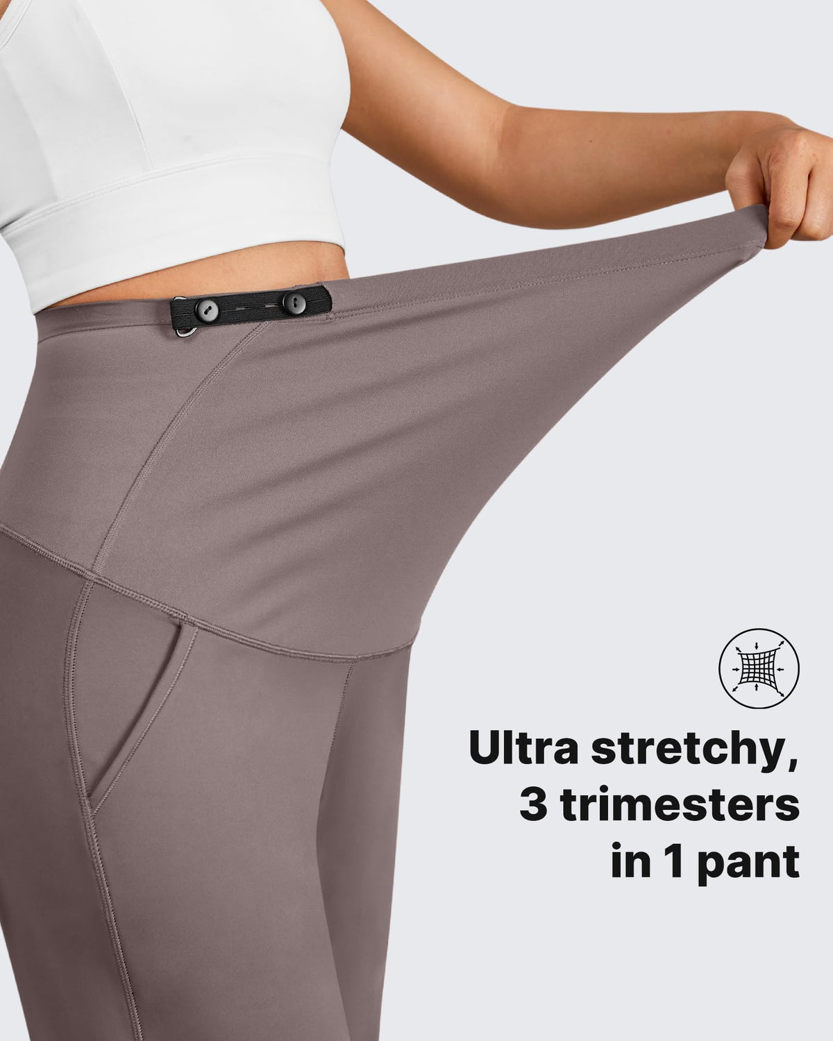 G4Free Maternity Fleece Pants Pregnancy Yoga Sweatpants,Taupe,S,Regular