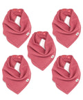 Kishu Baby Indi Organic Baby Bandana Bibs – Fairtrade 4-Way Reversible Drool Bibs for Boys & Girls – Unisex (Set of 5) (Dusty Rose)