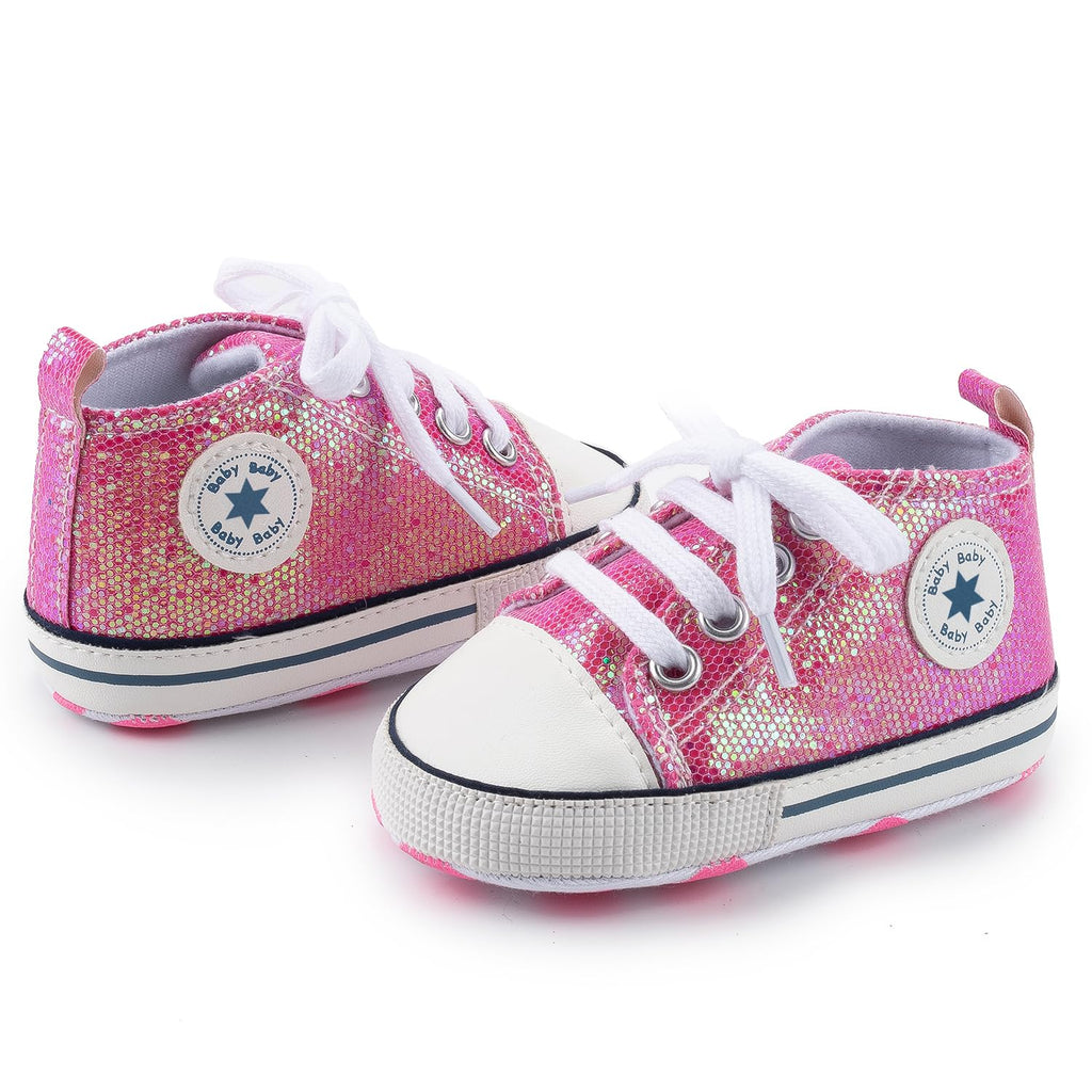 Meckior Infant Baby Boys Girls Canvas Sneaker Soft Sole First Walkers Trainers Lace Up Casual Toddler Shoes