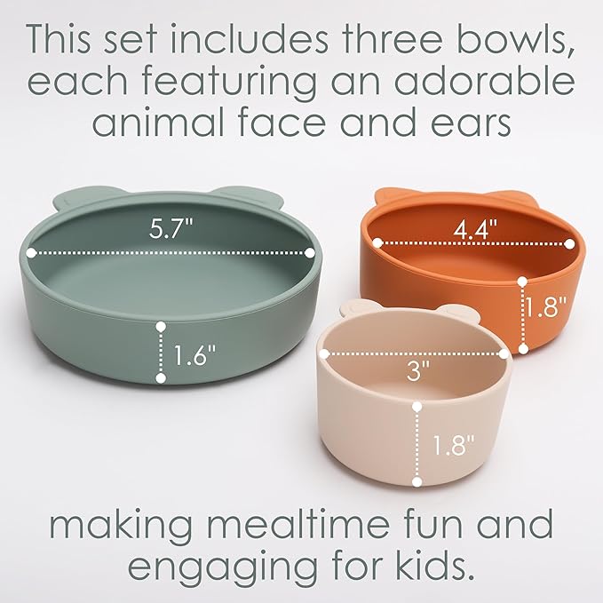 Ali+Oli Children's (3pc) Stackable Snack Bowl Set (Citrus Splash) BPA Free Food-Grade Silicone Bowls for Infant & Toddler