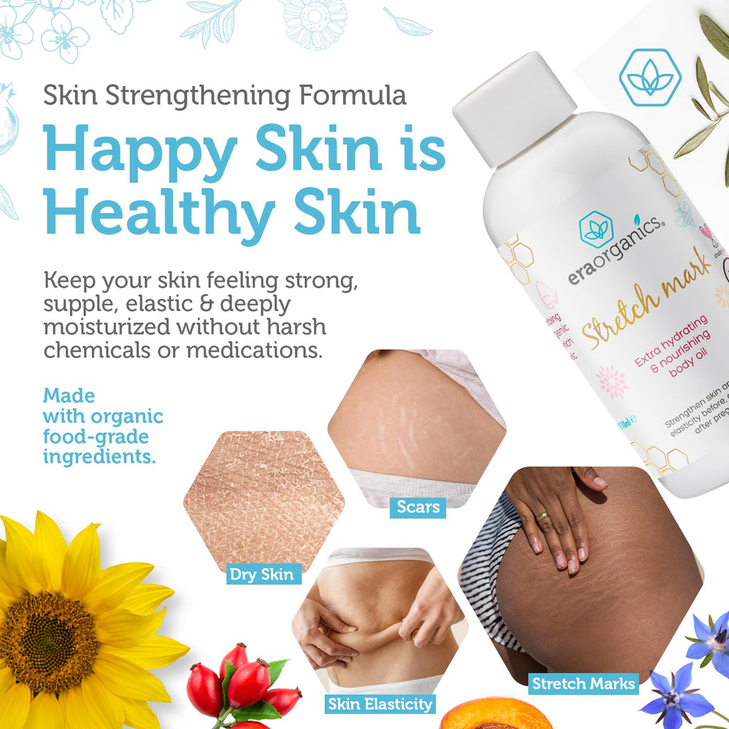 USDA Organic Stretch Mark Oil for Pregnancy - Ultra Moisturizing Belly Oil
