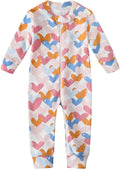 Owlivia Organic Cotton Baby Boy Girl Zip up Sleep N Play, Footless, Long Sleeve(0-3 Months, Colorful Heart)