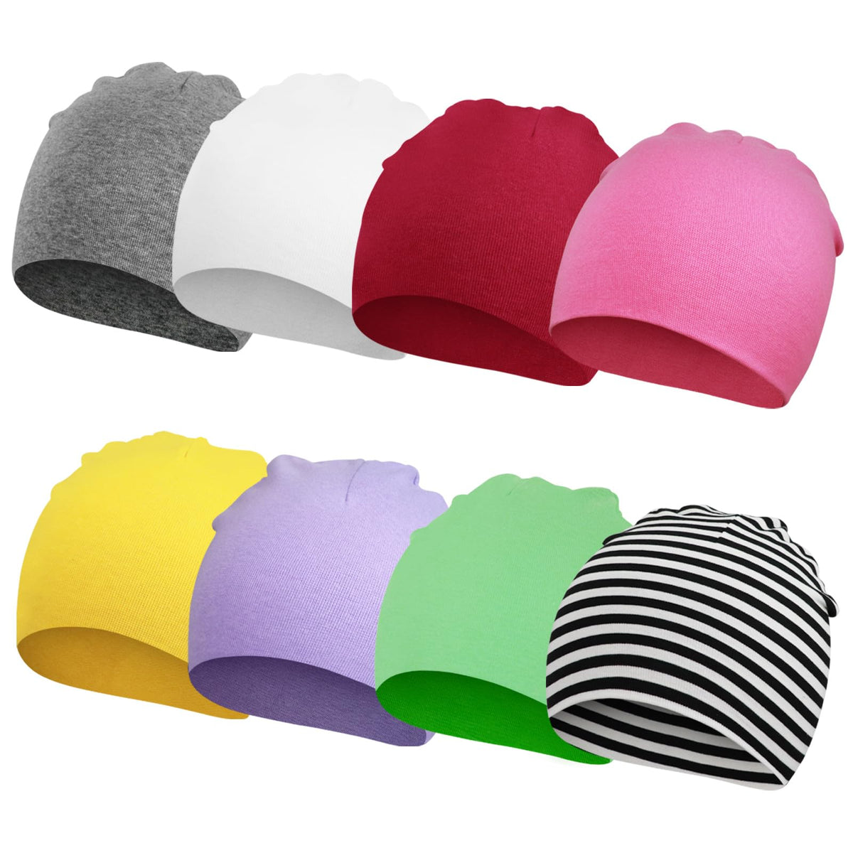 DRESHOW BQUBO 8 Pack Baby Newborn Hats Infant Toddler Kid Hats Soft Nursery Beanie Unisex Beanie Hat for Boys Girls 0-6 Years