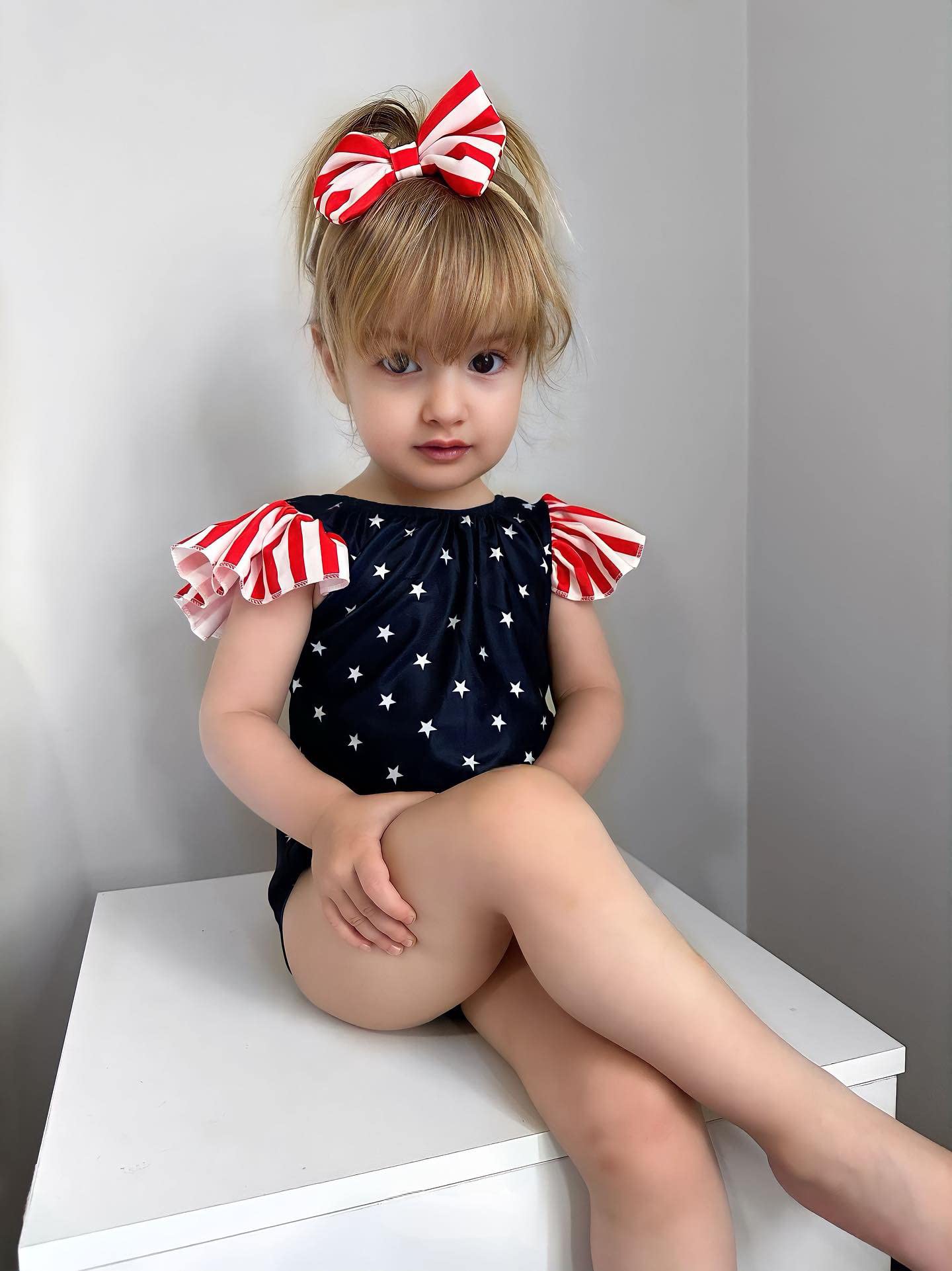HIHA Infant Toddler Girl American Flag Patriotic Swimsuit One Piece 4th of July Independence Day Swimwear Bathing Suit 18-24 Months