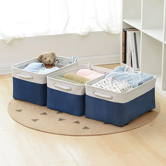 Storage Bins - Large Baskets for Storage Cubes with Handles Organization and Storage Baskets Gifts for Empty 15.7 (L) x 11.8 (W) x 8.2 (H) inches