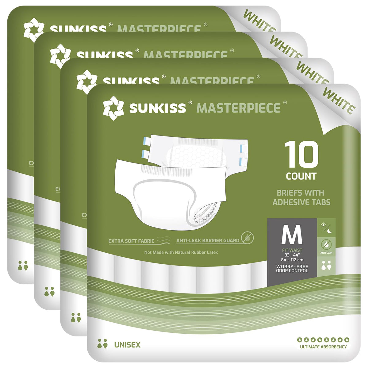 SUNKISS Masterpiece Adult Diapers with Tabs, Unisex, L/XL, Blue, 40 Count