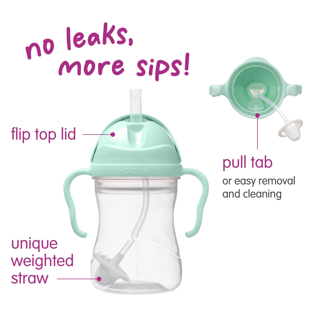 b.box Sippy Cup with Weighted Straw, Toddler Straw Cup, Spill Proof, 8oz