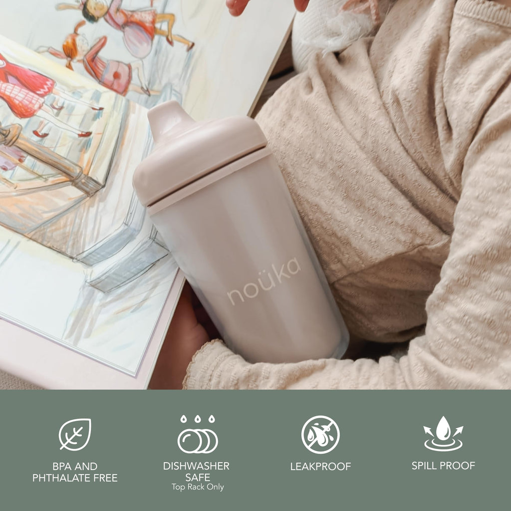 nouka Insulated Non-Spill Sippy Cup | Leak Proof and Easy Grip | Keeps Drinks Hot or Cold | Moss