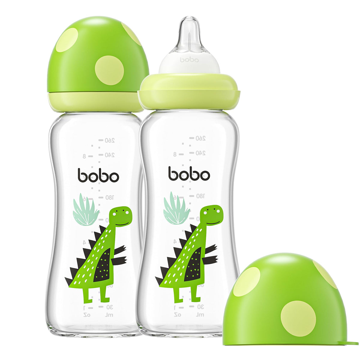 YOHKOH Natural Glass Baby Bottles, 8.8oz Red-A 4‑Pack