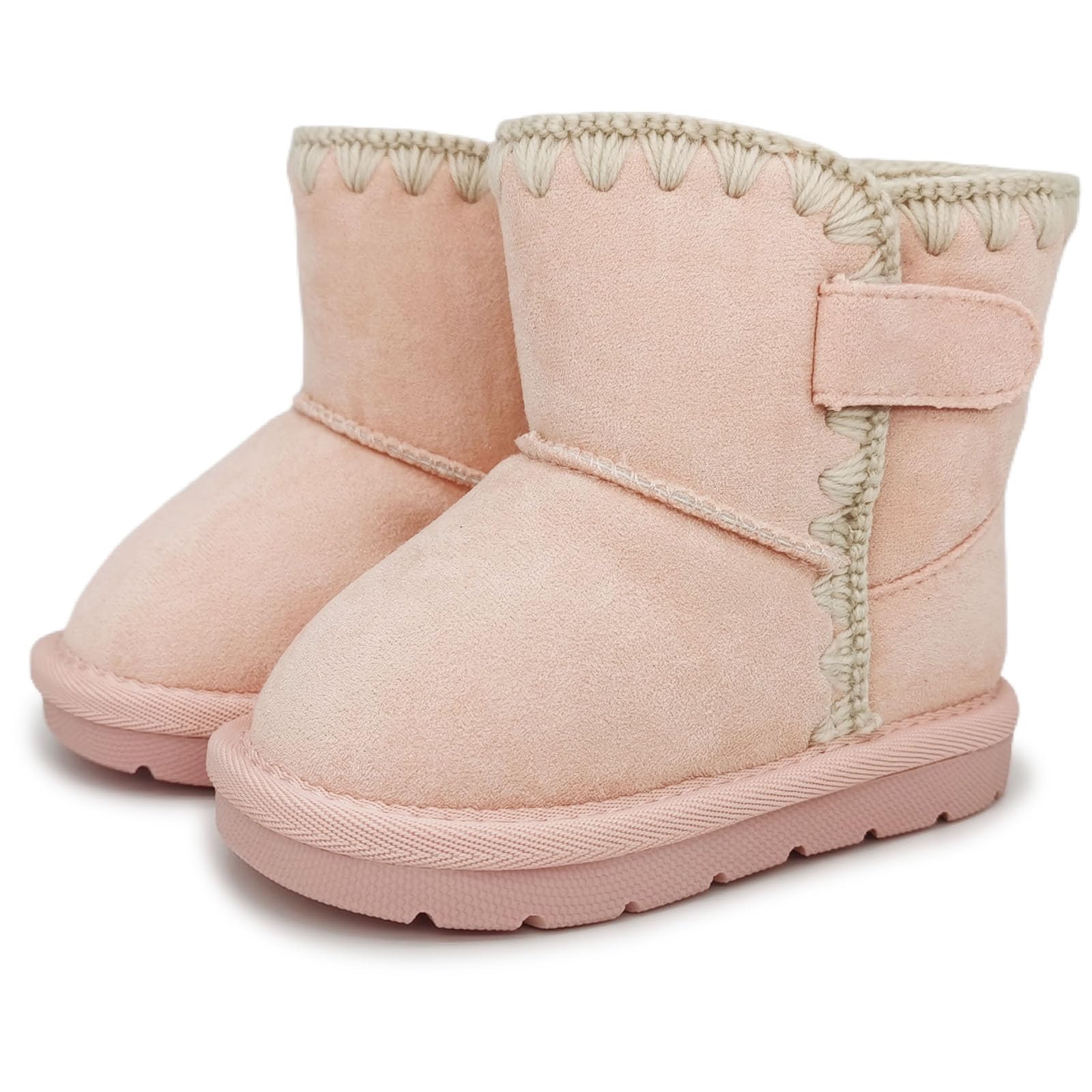 iSusuJo Baby Boots Winter Snow Booties Infant Boys Girls Outdoor Warm Shoes for Cold Weather 6 9 12 15 18 24 Months Pink Size 6-12 Months Infant