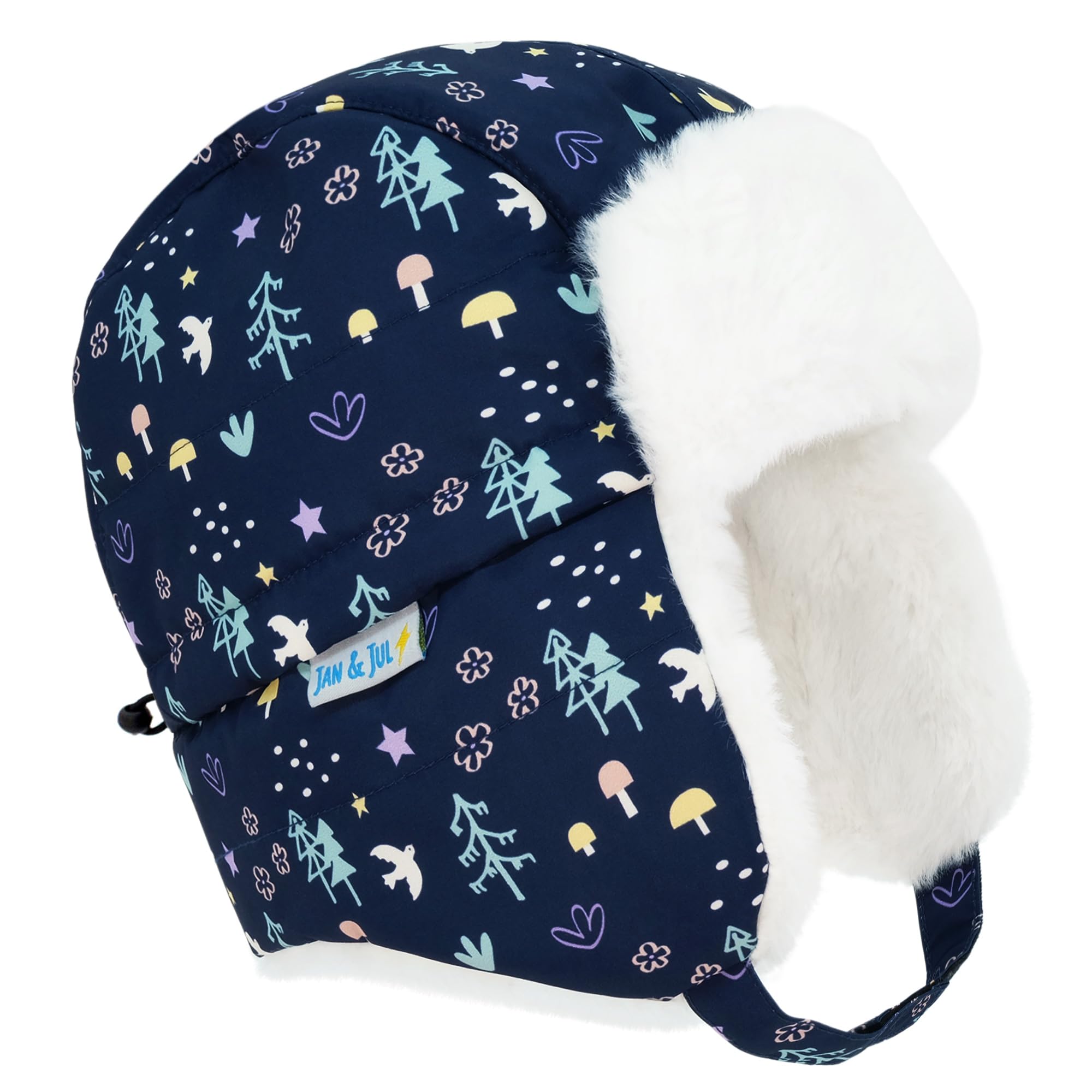 JAN & JUL Toasty-Dry Trapper Hat for Baby and Kids (Navy Forest, L)